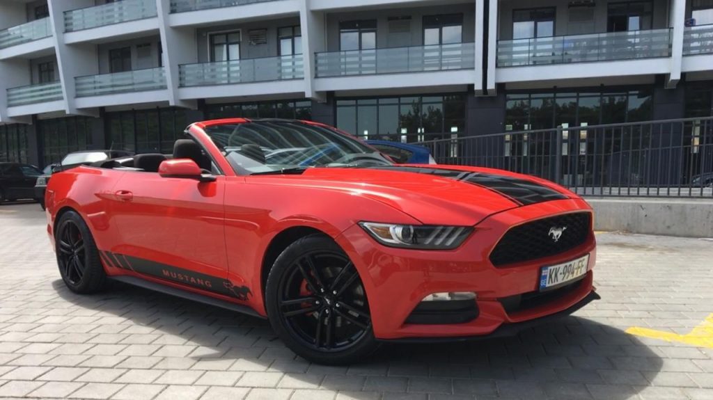 Convertible rental - Ford mustang cabrio sports car for rent in Tbilisi kutaisi batumi georgia
